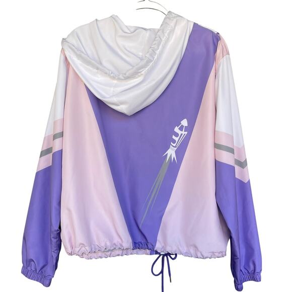 Disney Parks Space Mountain Jacket Womens XL Purple Pink Hooded Windbreaker Zip - Picture 2 of 5